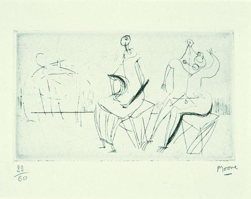 Two Seated Figures I